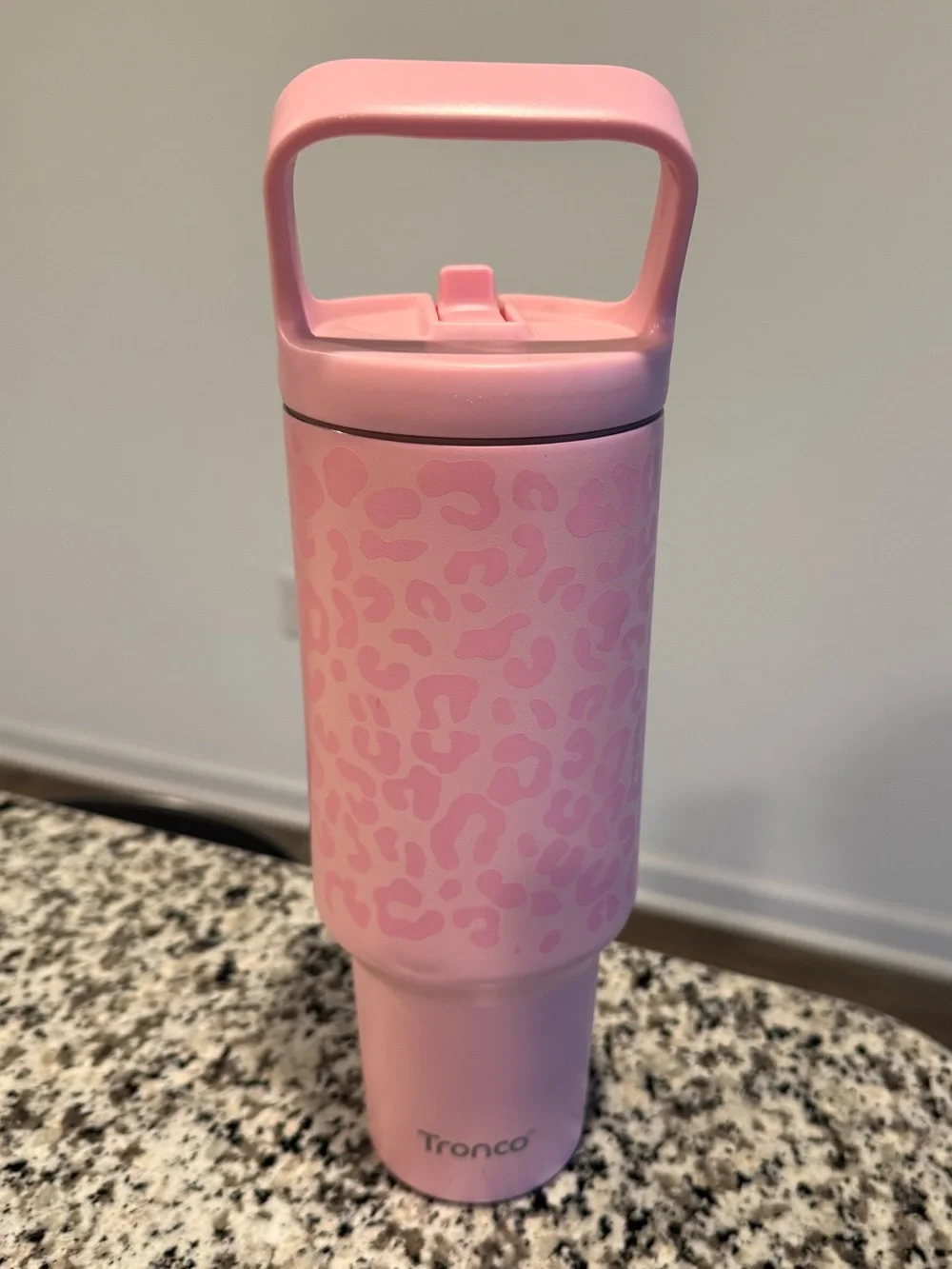 Pink Leopard-Print 40oz Drink Bottle with Easy Carry Handle